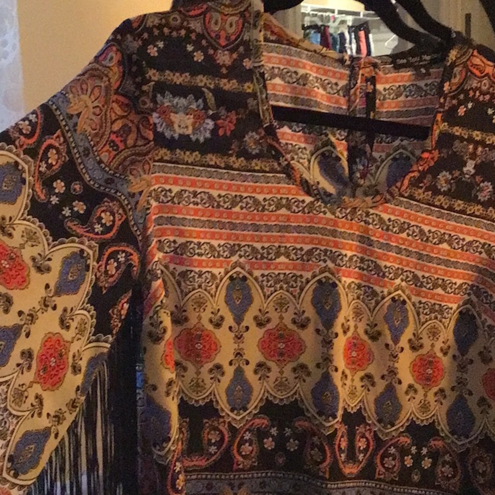 Colorful Crepe Fringed Hi Lo Festival Perfect Top